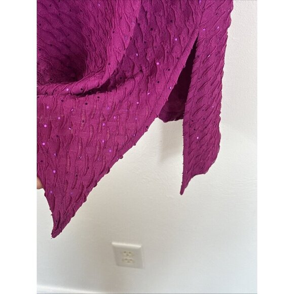 Catherine’s Women's Plus 2X 22/24 Texture Knit Sequin Asymm. Hem Tunic Violet - Picture 6 of 12
